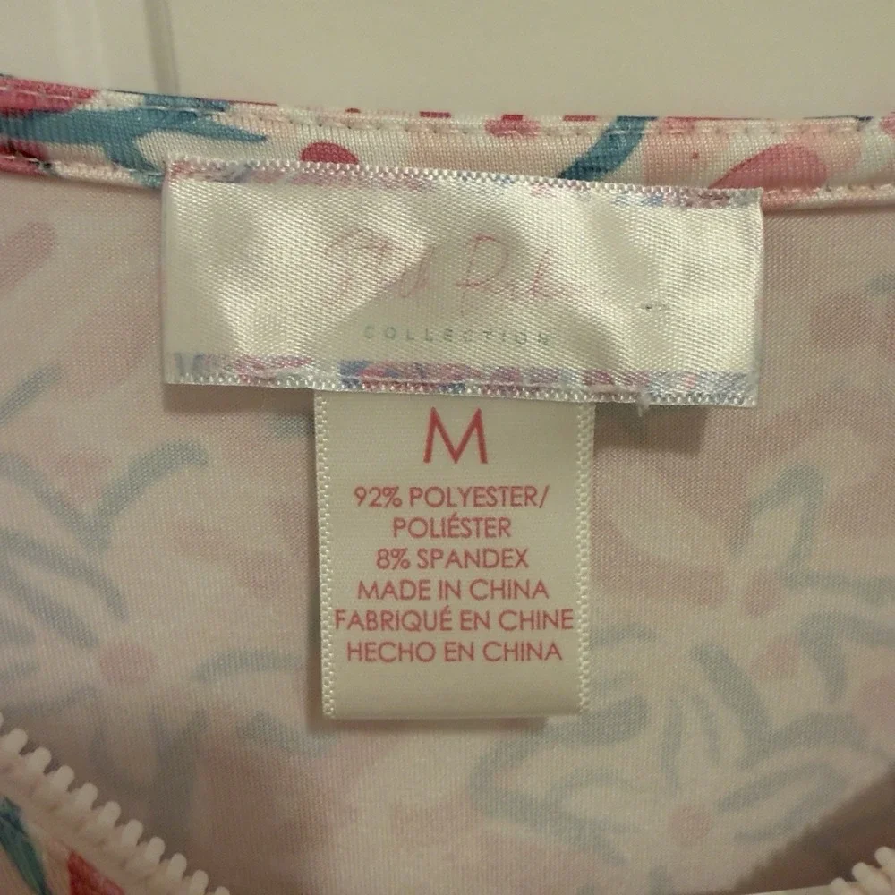 Stella Parker Women's 1/4 Zip Performance Bright Pink Green Print Size Medium - Picture 3 of 5